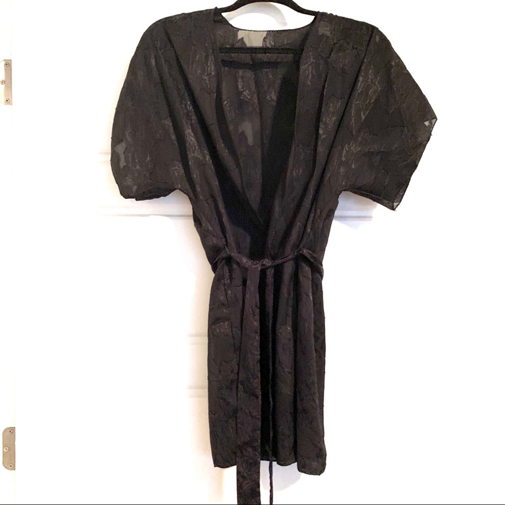 Vintage Light black silky robe Size M